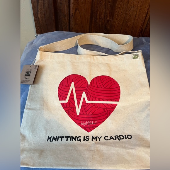 Knit Picks Handbags - Eco Bag Knitting Is My Cardio Tote, new with tag, recycled cotton canvas